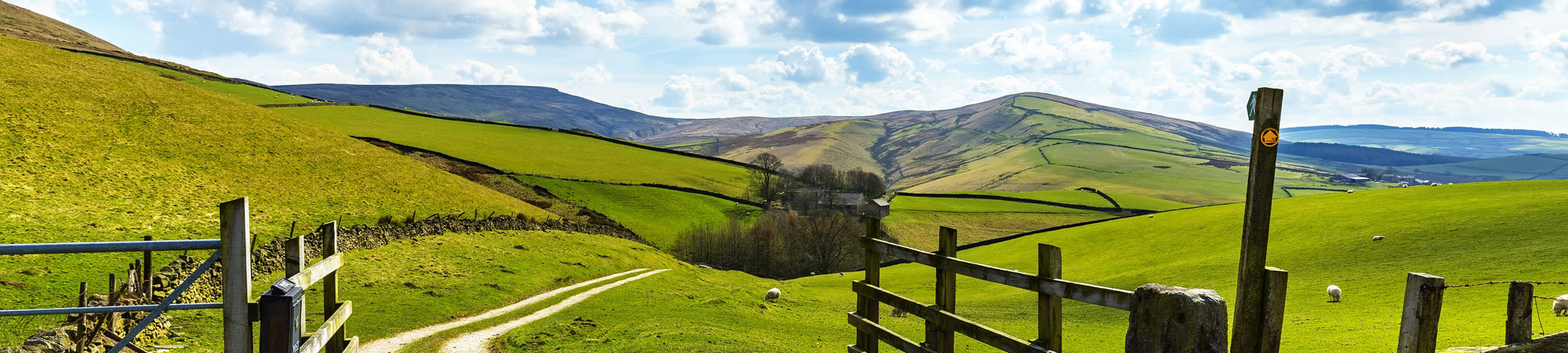 Green countryside with blue sky neat Staffordshire